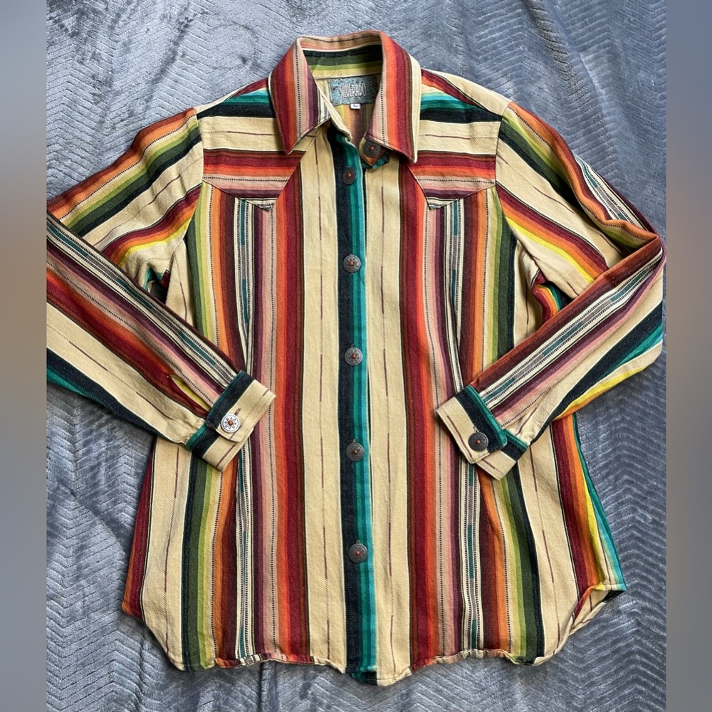 Silverado USA Taylor Serape Western Southwest Stripe Shirt Large